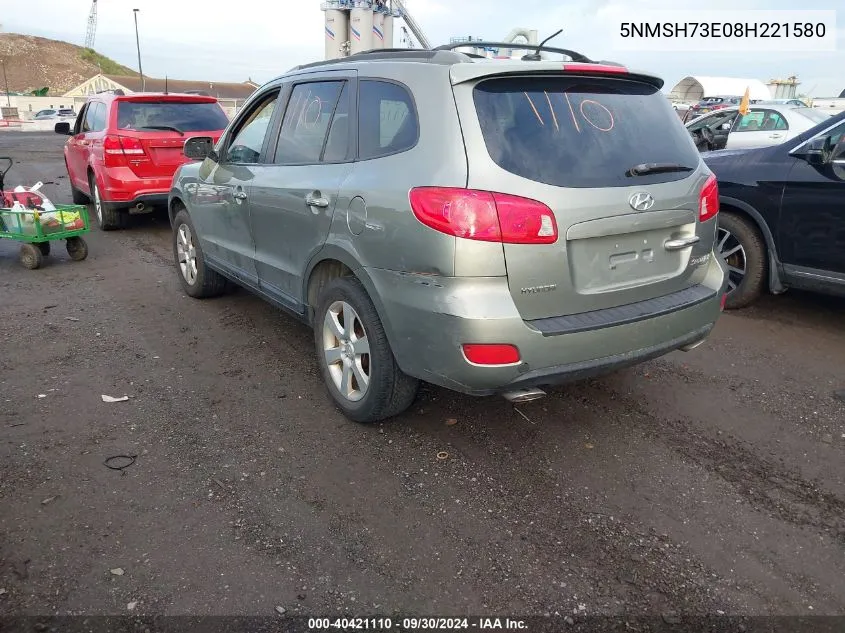 5NMSH73E08H221580 2008 Hyundai Santa Fe Limited/Se