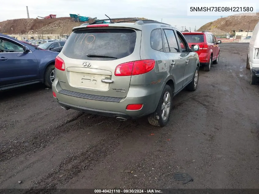 5NMSH73E08H221580 2008 Hyundai Santa Fe Limited/Se