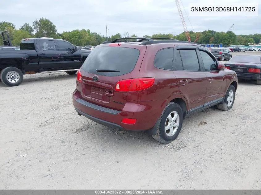 2008 Hyundai Santa Fe Gls VIN: 5NMSG13D68H141725 Lot: 40423372