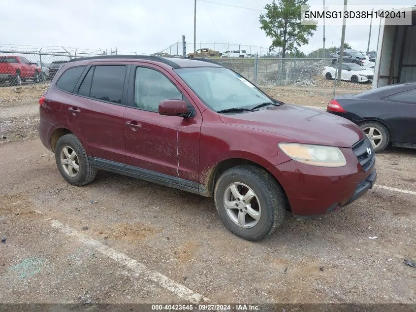 2008 Hyundai Santa Fe Gls VIN: 5NMSG13D38H142041 Lot: 40423645