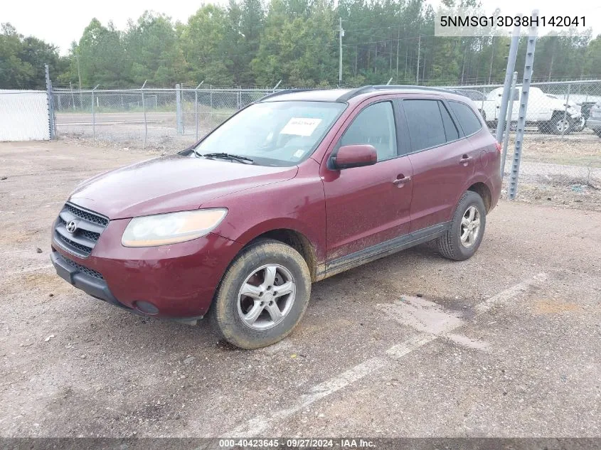 2008 Hyundai Santa Fe Gls VIN: 5NMSG13D38H142041 Lot: 40423645