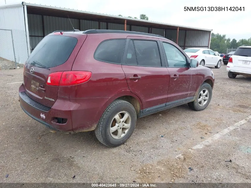 2008 Hyundai Santa Fe Gls VIN: 5NMSG13D38H142041 Lot: 40423645