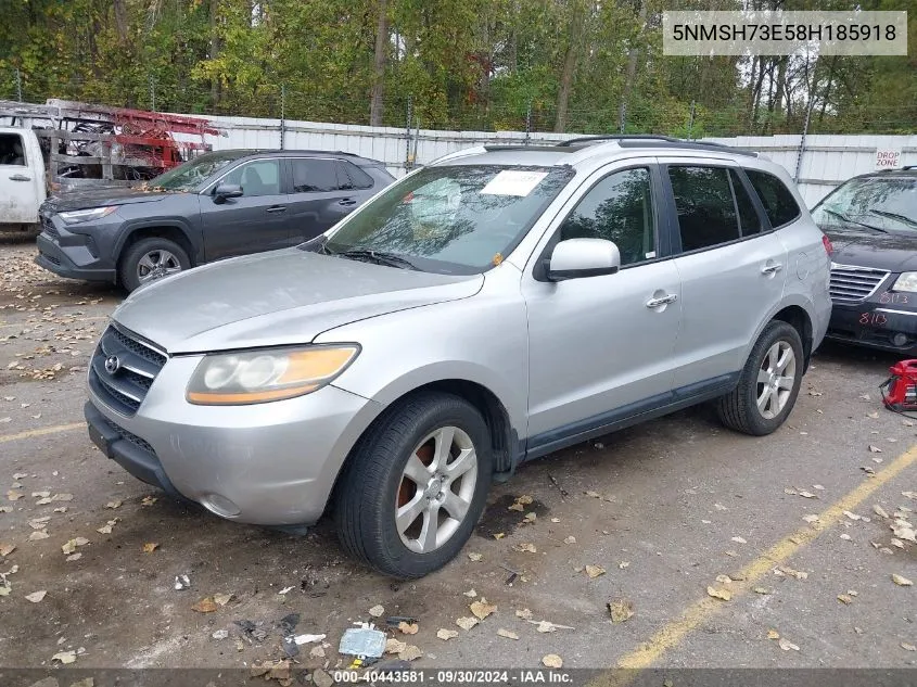 2008 Hyundai Santa Fe Limited/Se VIN: 5NMSH73E58H185918 Lot: 40443581