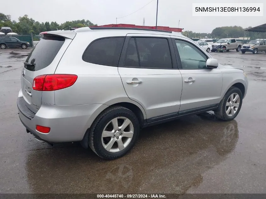 2008 Hyundai Santa Fe Limited/Se VIN: 5NMSH13E08H136994 Lot: 40445740