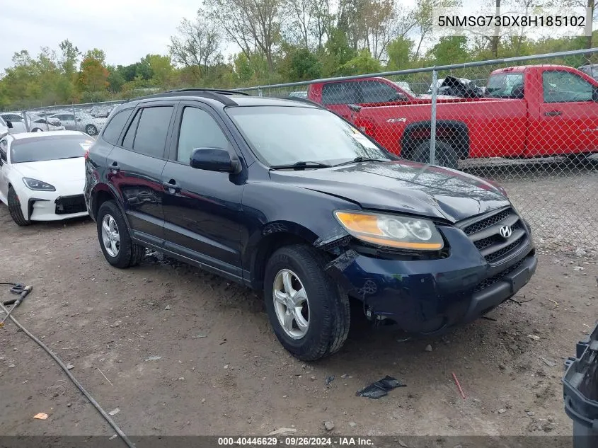 5NMSG73DX8H185102 2008 Hyundai Santa Fe Gls