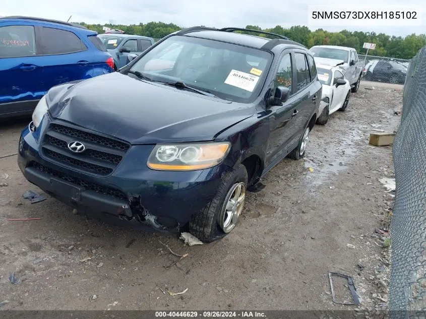 2008 Hyundai Santa Fe Gls VIN: 5NMSG73DX8H185102 Lot: 40446629