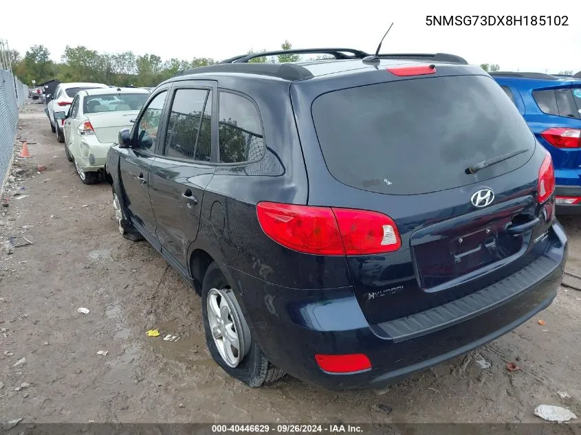 5NMSG73DX8H185102 2008 Hyundai Santa Fe Gls