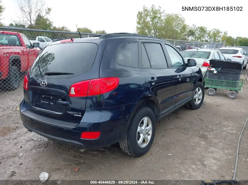 2008 Hyundai Santa Fe Gls VIN: 5NMSG73DX8H185102 Lot: 40446629