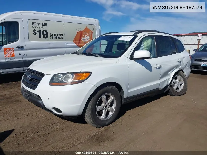 5NMSG73D68H187574 2008 Hyundai Santa Fe Gls