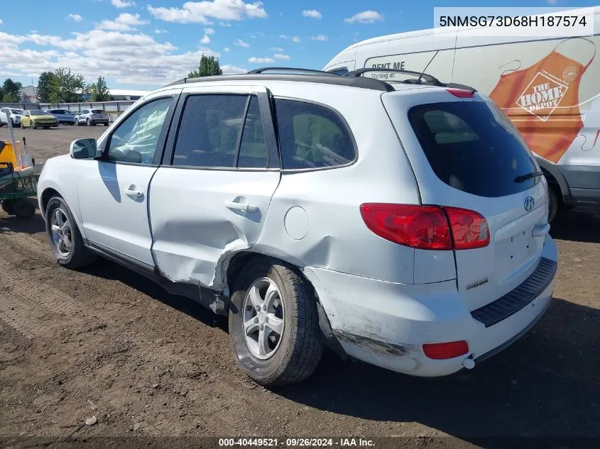 2008 Hyundai Santa Fe Gls VIN: 5NMSG73D68H187574 Lot: 40449521