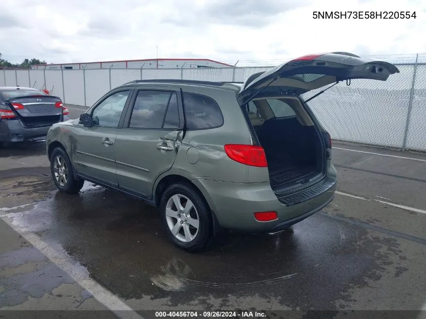 5NMSH73E58H220554 2008 Hyundai Santa Fe Limited/Se