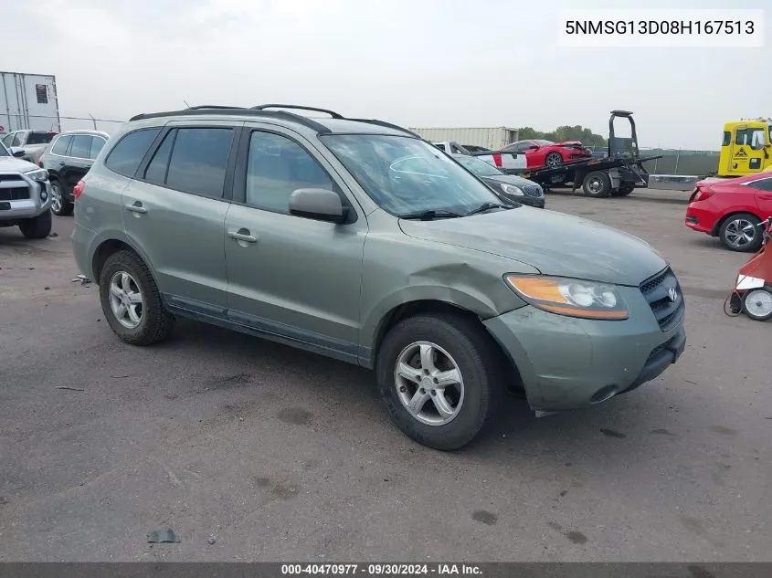 2008 Hyundai Santa Fe Gls VIN: 5NMSG13D08H167513 Lot: 40470977