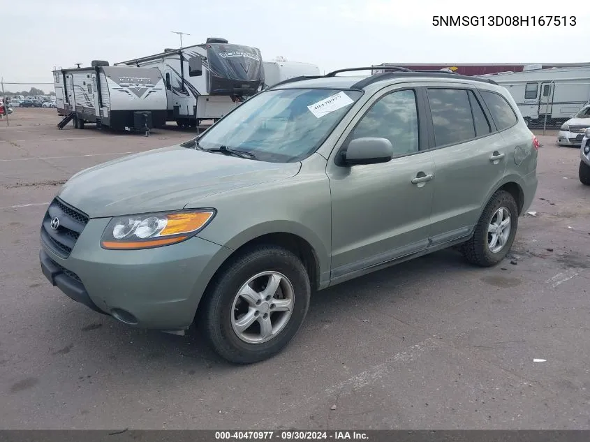 5NMSG13D08H167513 2008 Hyundai Santa Fe Gls