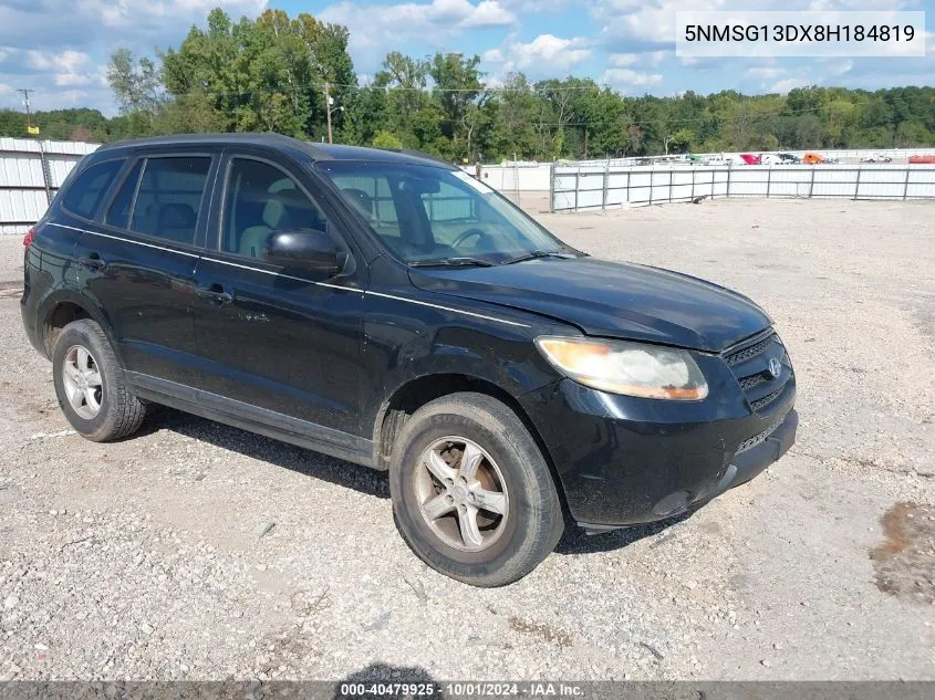 2008 Hyundai Santa Fe Gls VIN: 5NMSG13DX8H184819 Lot: 40479925