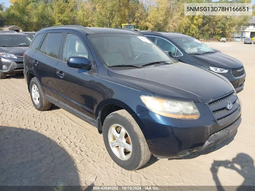 2008 Hyundai Santa Fe Gls VIN: 5NMSG13D78H166651 Lot: 40546252