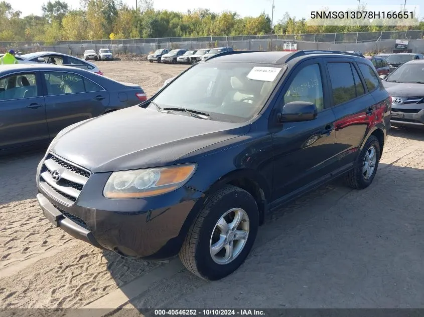 2008 Hyundai Santa Fe Gls VIN: 5NMSG13D78H166651 Lot: 40546252