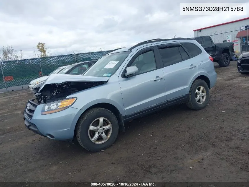 2008 Hyundai Santa Fe Gls VIN: 5NMSG73D28H215788 Lot: 40570026