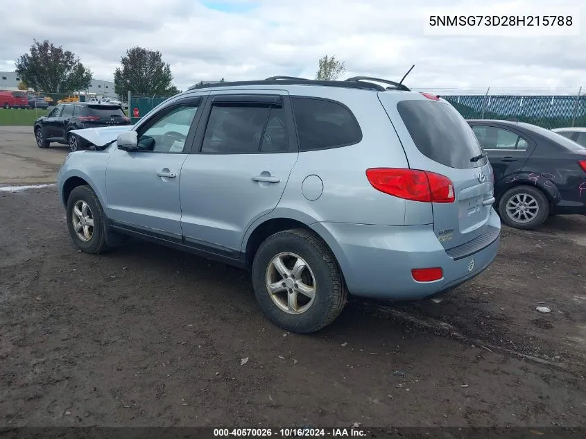 2008 Hyundai Santa Fe Gls VIN: 5NMSG73D28H215788 Lot: 40570026