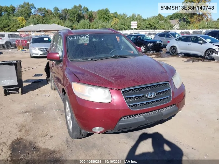 2008 Hyundai Santa Fe Limited/Se VIN: 5NMSH13E58H140748 Lot: 40580286