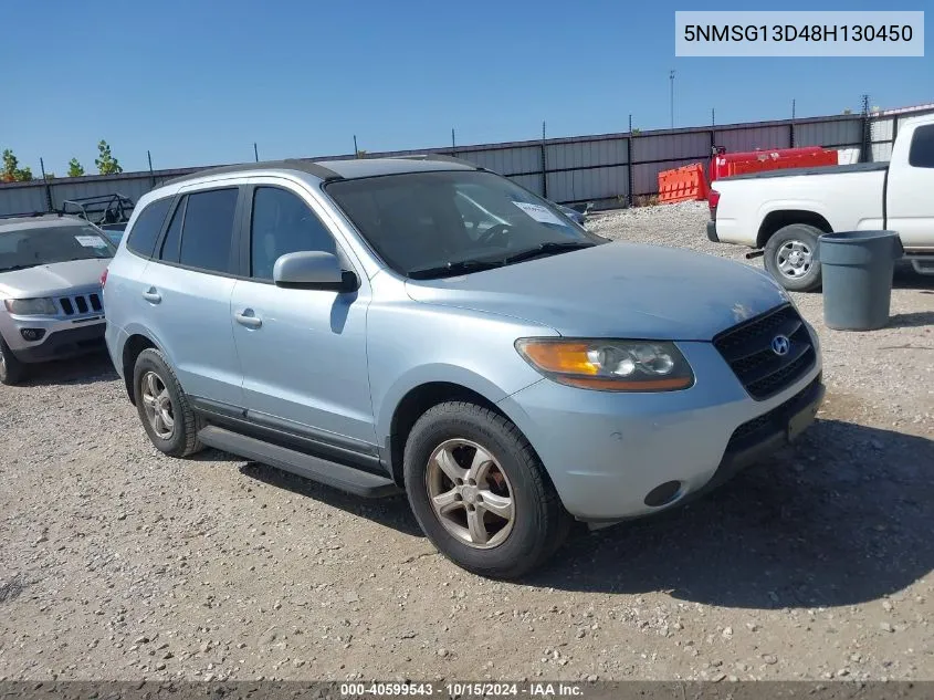 2008 Hyundai Santa Fe Gls VIN: 5NMSG13D48H130450 Lot: 40599543