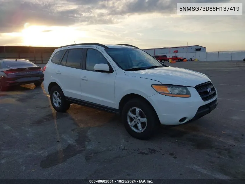 2008 Hyundai Santa Fe Gls VIN: 5NMSG73D88H137419 Lot: 40602051