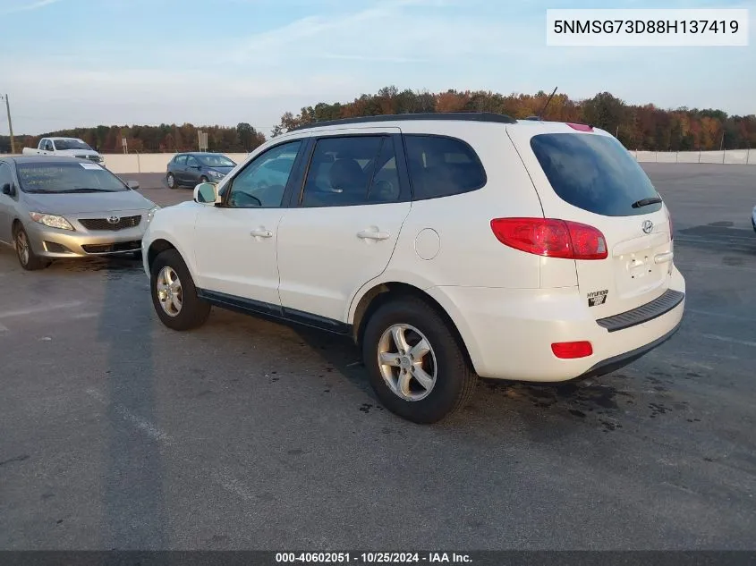 2008 Hyundai Santa Fe Gls VIN: 5NMSG73D88H137419 Lot: 40602051