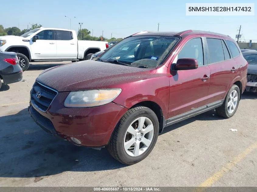 2008 Hyundai Santa Fe Limited/Se VIN: 5NMSH13E28H147432 Lot: 40605687