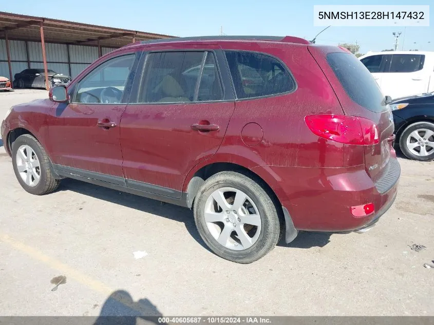 2008 Hyundai Santa Fe Limited/Se VIN: 5NMSH13E28H147432 Lot: 40605687