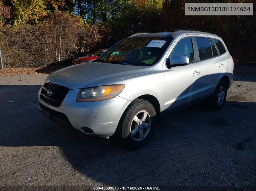 2008 Hyundai Santa Fe Gls VIN: 5NMSG13D18H174664 Lot: 40609570