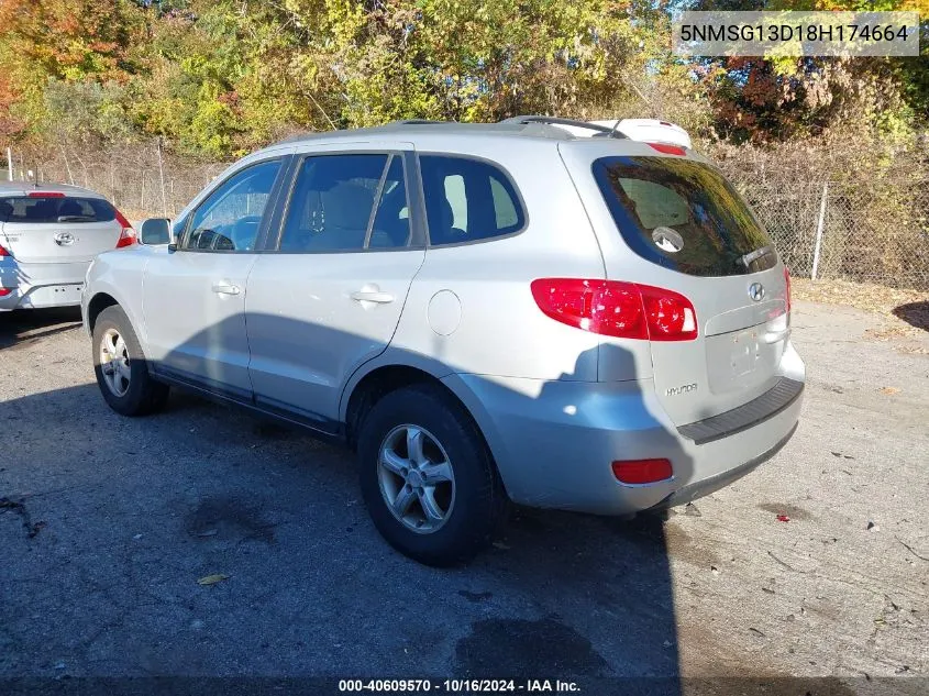 2008 Hyundai Santa Fe Gls VIN: 5NMSG13D18H174664 Lot: 40609570