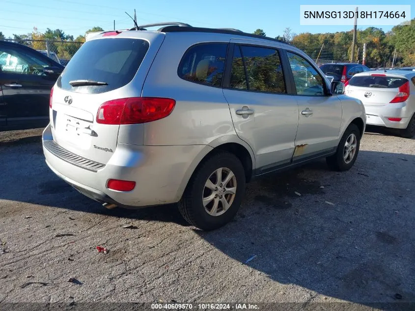 2008 Hyundai Santa Fe Gls VIN: 5NMSG13D18H174664 Lot: 40609570