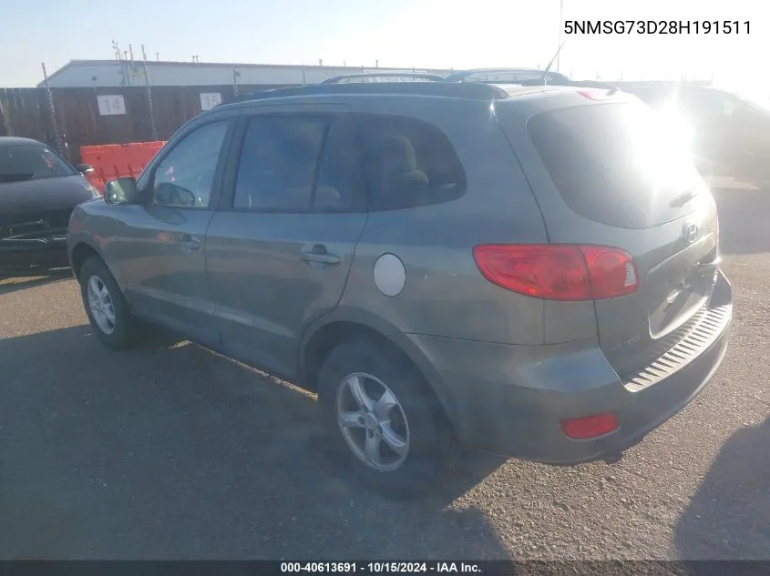 5NMSG73D28H191511 2008 Hyundai Santa Fe Gls