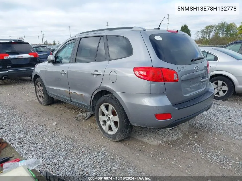 2008 Hyundai Santa Fe Limited/Se VIN: 5NMSH13E78H132778 Lot: 40616874