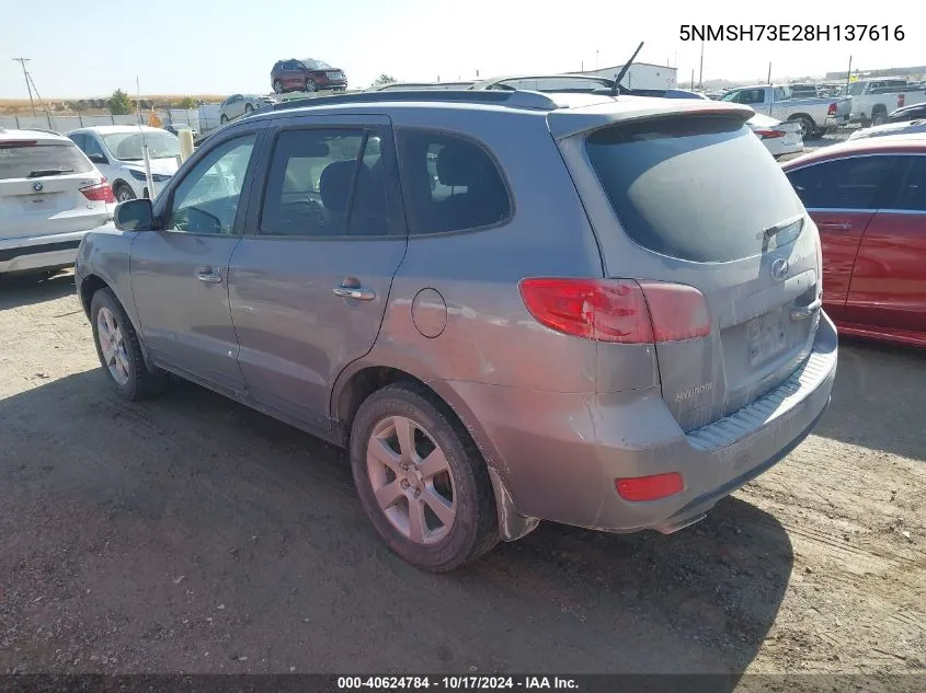 5NMSH73E28H137616 2008 Hyundai Santa Fe Se/Limited