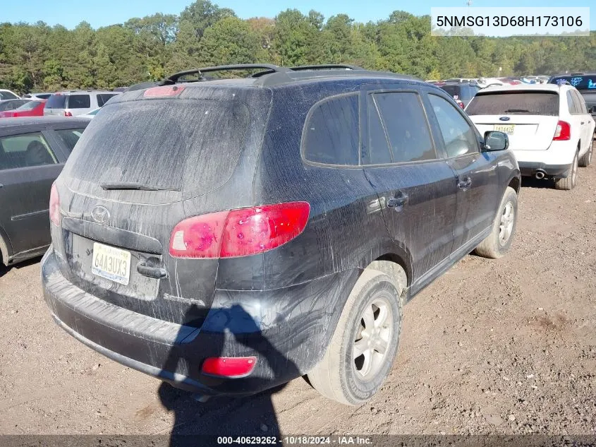 2008 Hyundai Santa Fe Gls VIN: 5NMSG13D68H173106 Lot: 40629262