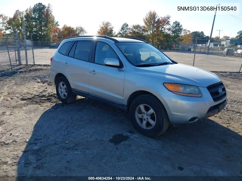 2008 Hyundai Santa Fe Gls VIN: 5NMSG13D68H150540 Lot: 40634254