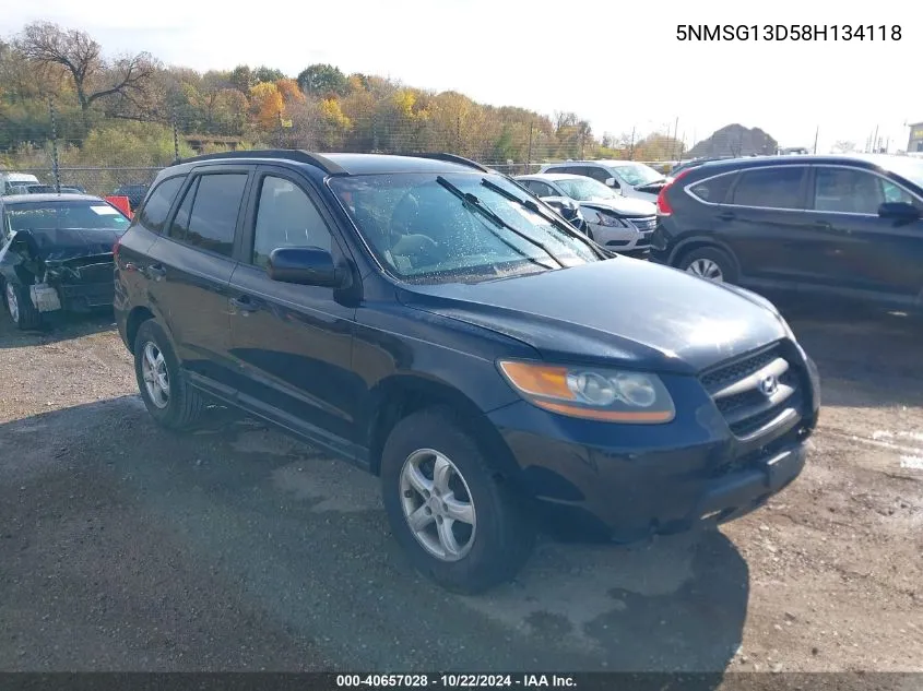 2008 Hyundai Santa Fe Gls VIN: 5NMSG13D58H134118 Lot: 40657028