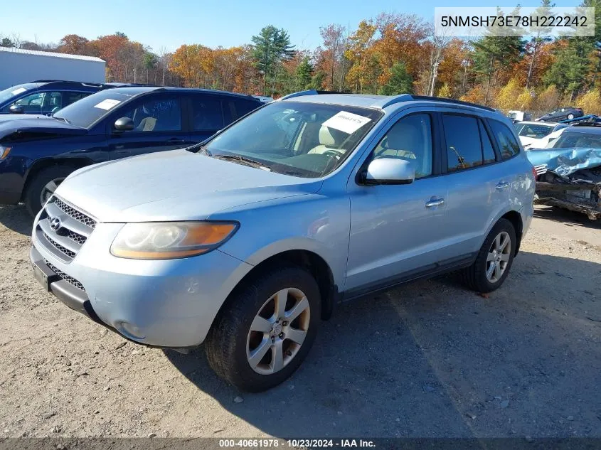 2008 Hyundai Santa Fe Limited/Se VIN: 5NMSH73E78H222242 Lot: 40661978