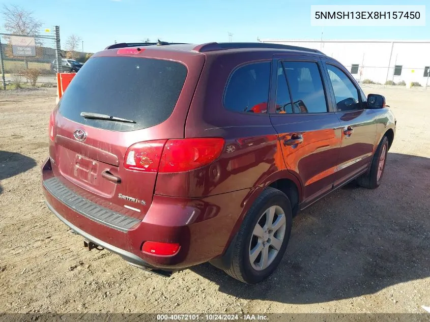 5NMSH13EX8H157450 2008 Hyundai Santa Fe Se/Limited