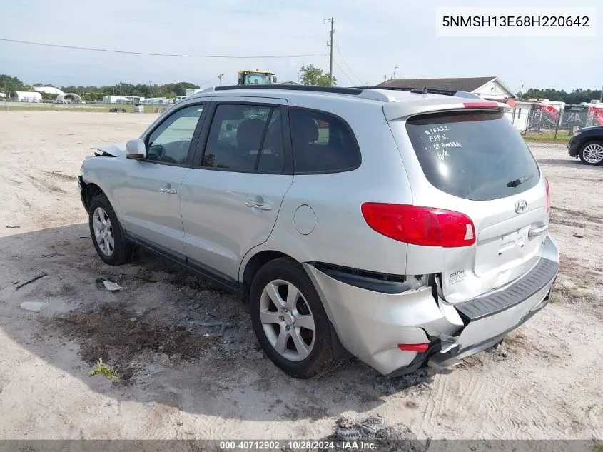 2008 Hyundai Santa Fe Limited/Se VIN: 5NMSH13E68H220642 Lot: 40712902