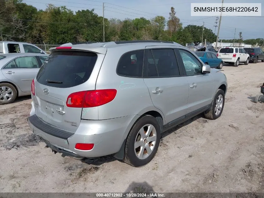 2008 Hyundai Santa Fe Limited/Se VIN: 5NMSH13E68H220642 Lot: 40712902