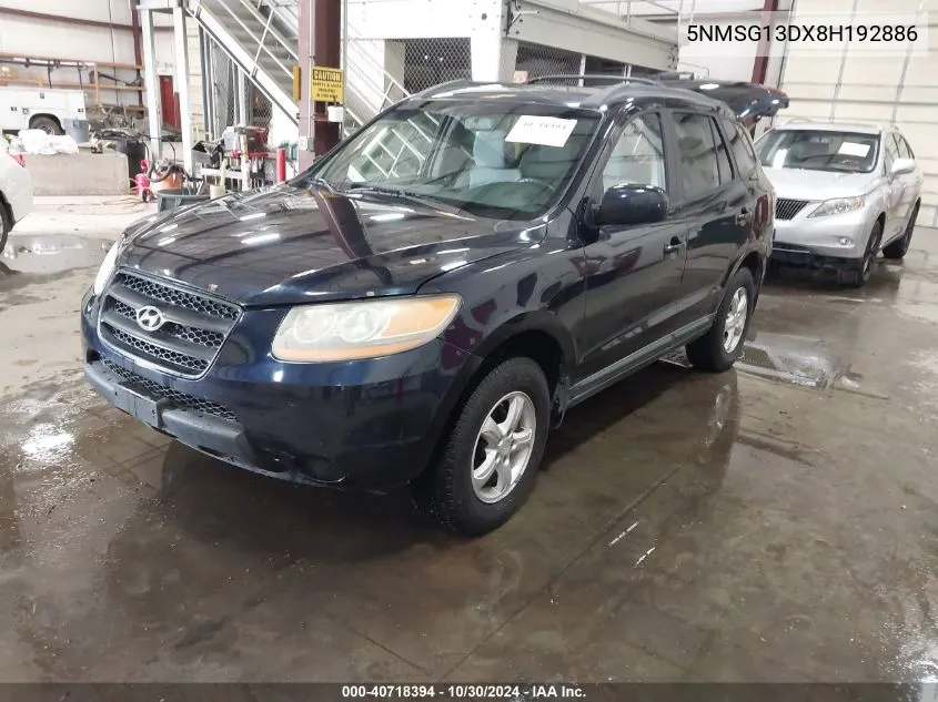 2008 Hyundai Santa Fe Gls VIN: 5NMSG13DX8H192886 Lot: 40718394