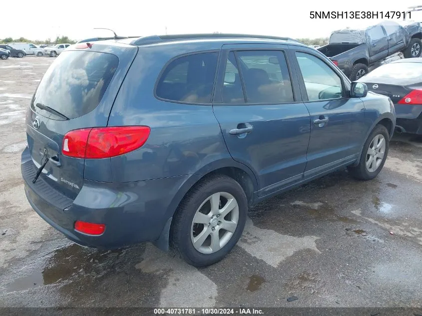 5NMSH13E38H147911 2008 Hyundai Santa Fe Limited/Se