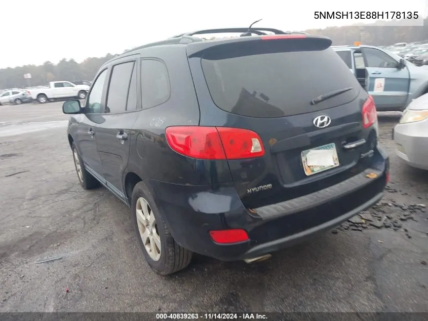 5NMSH13E88H178135 2008 Hyundai Santa Fe Limited/Se