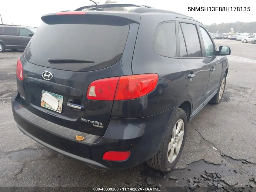 5NMSH13E88H178135 2008 Hyundai Santa Fe Limited/Se