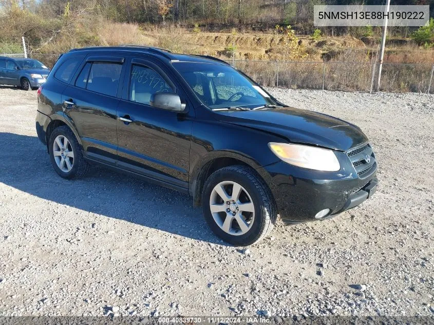 2008 Hyundai Santa Fe Limited/Se VIN: 5NMSH13E88H190222 Lot: 40839730