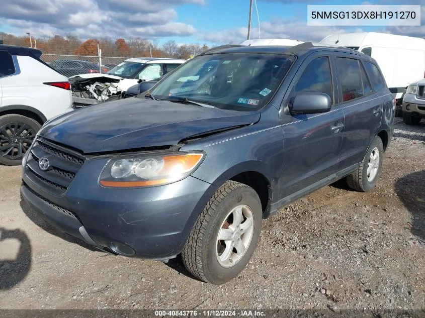 2008 Hyundai Santa Fe Gls VIN: 5NMSG13DX8H191270 Lot: 40843776