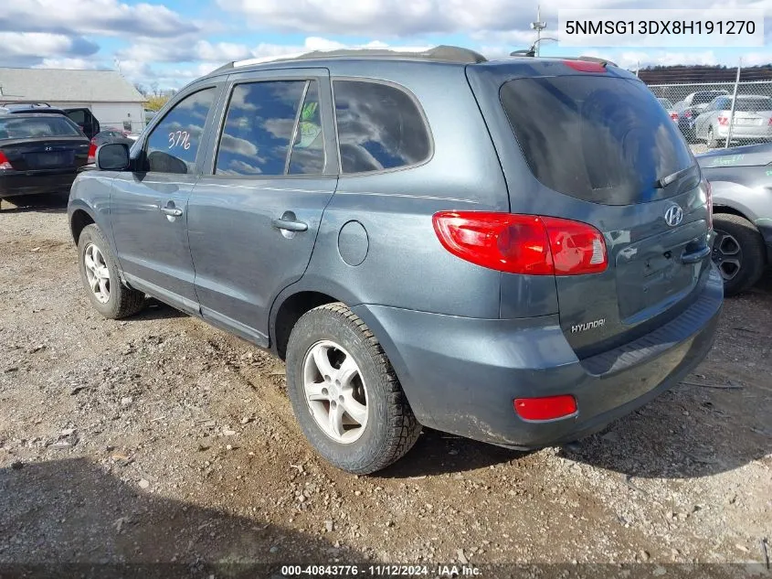 2008 Hyundai Santa Fe Gls VIN: 5NMSG13DX8H191270 Lot: 40843776