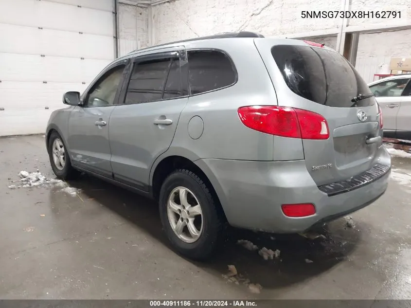 2008 Hyundai Santa Fe Gls VIN: 5NMSG73DX8H162791 Lot: 40911186