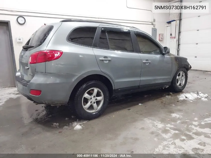 2008 Hyundai Santa Fe Gls VIN: 5NMSG73DX8H162791 Lot: 40911186